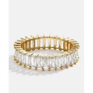 Zirconia Vertical 18 Gold Baguettes Band Ring Size‎ 8 NWOT